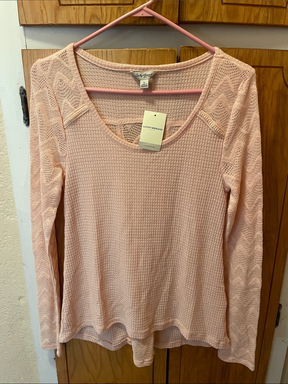 Lucky Brand Light Pink Long Sleeve Knit Top